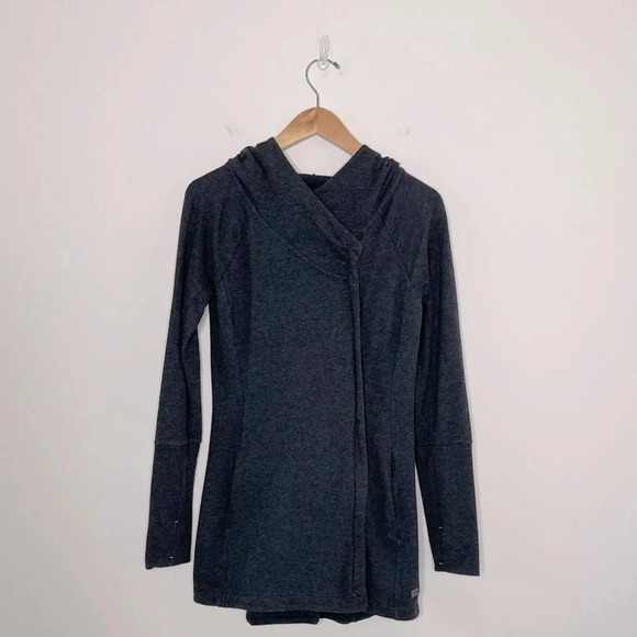 The North Face Asymmetrical Hooded Cinched back Sweater jacket yoga comfy - Picture 2 of 11